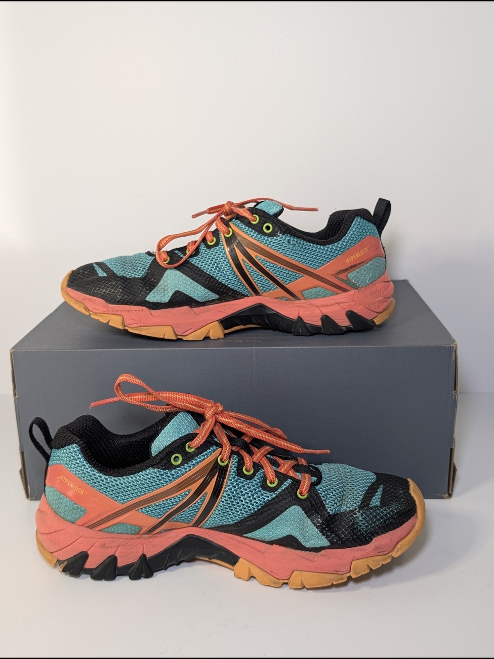 Merrell MQM Flex Women's Size 8.5 Hiking Trail Running Shoes Teal Fruit Punch - Picture 2 of 8